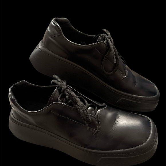 PRADA 2EG312 Chunky Black Leather Men Shoes Sz 11 US Sneakers (Run Very Large)